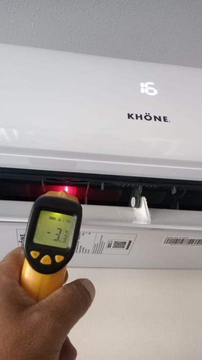 Medición láser de la temperatura de salida de un equipo KHÖNE recién mantenido