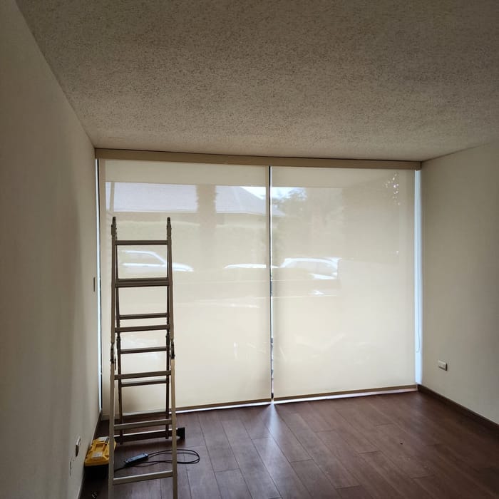 Cortina roller Screen en el ventanal de un living